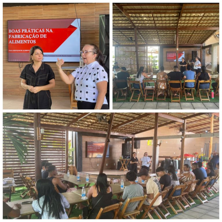 Nesta manhã e tarde de quarta-feira (29), está sendo realizada uma oficina de "Boas Práticas  na Fabricação de Alimentos" e na sequência acontecerá uma palestra com o tema, "O Limite do Respeito: Onde termina a Brincadeira e Começa o Assédio?".  Essas atividades estão acontecendo no Deck dos Tambaquis e são promovidas pela Escola do Legislativo "Vereador Luiz Sérgio Nascimento Melo", em parceria com o SEBRAE.  Assas atividades são direcionadas aos funcionários e proprietários dos bares e restaurantes da região das praias estancianas.  A Escola do Legislativo, ligada a Câmara Municipal de Estância e dirigida por Edineusa Melo (Neusinha), tem ofertado um vasto repertório de cursos, oficinas e palestras, de forma gratuita, aos munícipes, com o objetivo de capacitá-los ao mercado de trabalho e estimular o empreendedorismo na região.  Por: ASCOM/Câmara Municipal de Estância